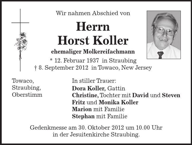 Traueranzeige Horst Koller