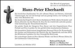 Traueranzeige Hans-Peter Eberhardt
