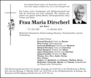 Traueranzeige Maria Dirscherl