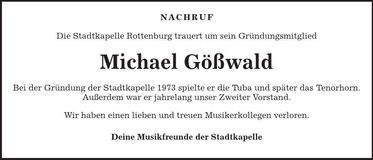 Traueranzeige Michael Gößwald