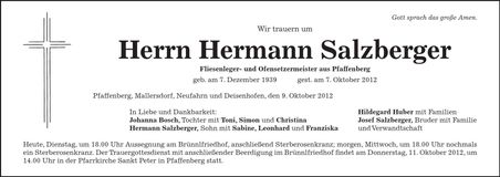 Traueranzeige Hermann Salzberger