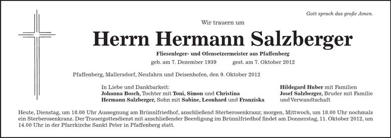 Traueranzeige Hermann Salzberger