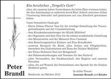 Traueranzeige Peter Brandl