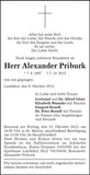 Traueranzeige Alexander Priburk