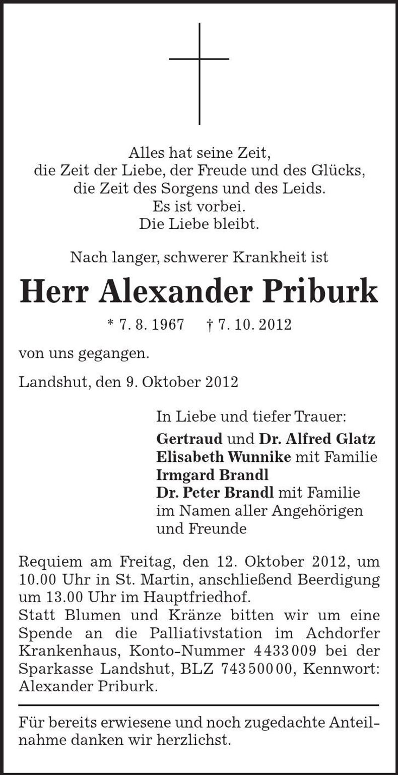 Traueranzeige Alexander Priburk