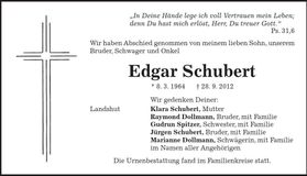 Traueranzeige Edgar Schubert