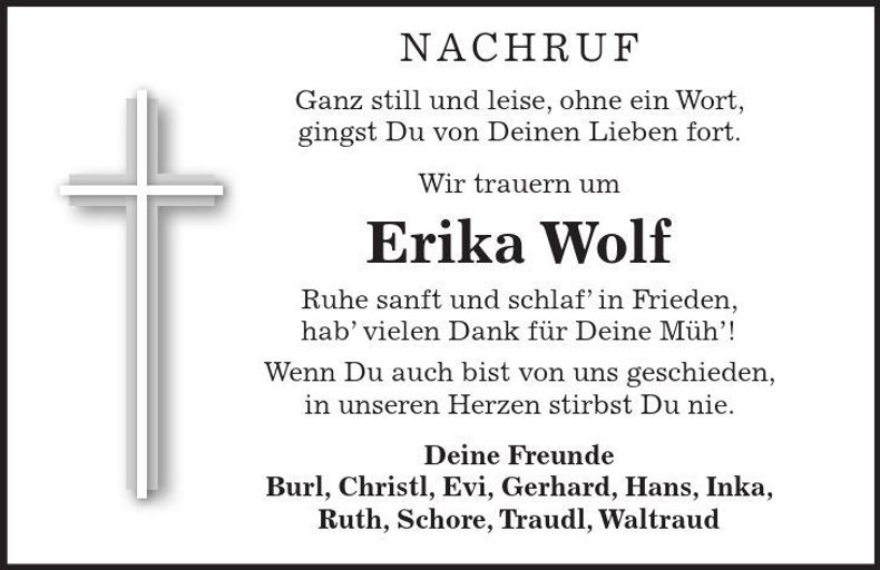 Traueranzeige Erika Wolf