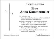 Traueranzeige Anna Kammermeier