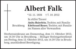 Traueranzeige Albert Falk