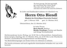 Traueranzeige Otto Biendl