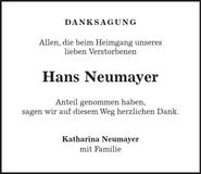 Traueranzeige Hans Neumayer