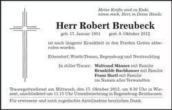 Traueranzeige Robert Breubeck
