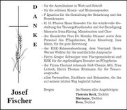 Traueranzeige Josef Fischer