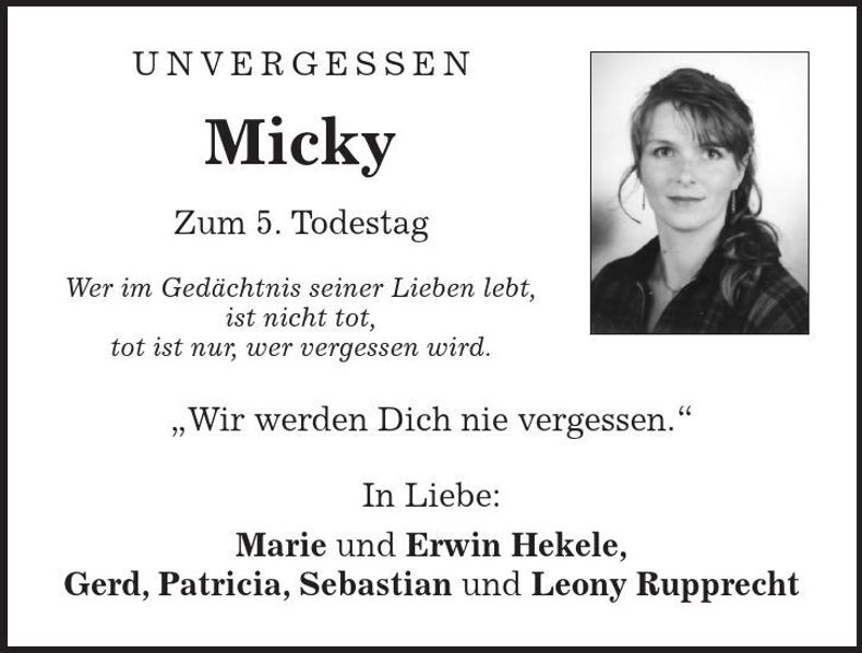 Traueranzeige Micky 
