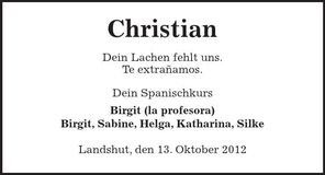 Traueranzeige Christian 