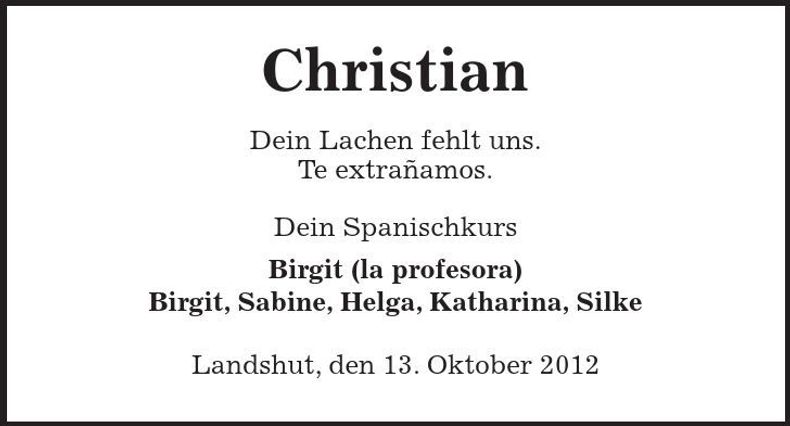 Traueranzeige Christian 