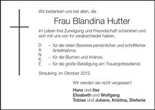 Traueranzeige Blandina Hutter
