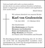 Traueranzeige Karl Grafenstein von