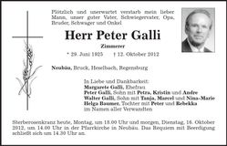 Traueranzeige Peter Galli