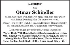 Traueranzeige Otmar Schindler