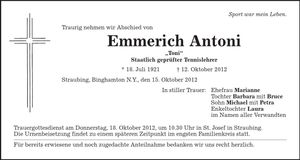 Traueranzeige Emmerich Antoni