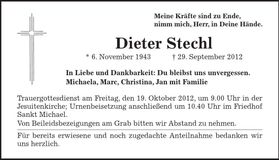 Traueranzeige Dieter Stechl