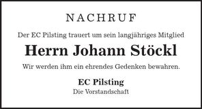 Traueranzeige Johann Stöckl