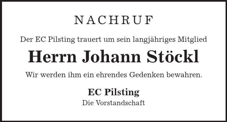 Traueranzeige Johann Stöckl