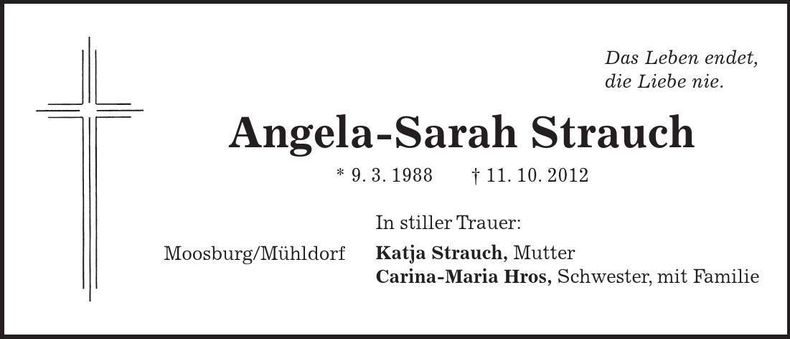 Traueranzeige Angela-Sarah Strauch
