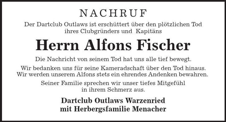 Traueranzeige Alfons Fischer