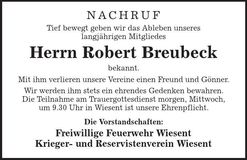 Traueranzeige Robert Breubeck