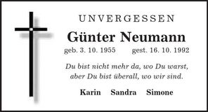 Traueranzeige Günter Neumann