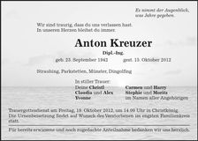 Traueranzeige Anton Kreuzer