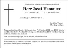 Traueranzeige Josef Hemauer