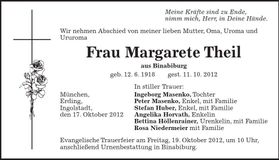Traueranzeige Margaete Theil