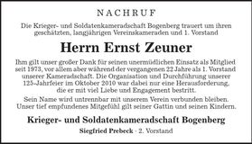 Traueranzeige Ernst Zeuner