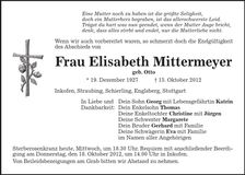 Traueranzeige Elisabeth Mittermeyer