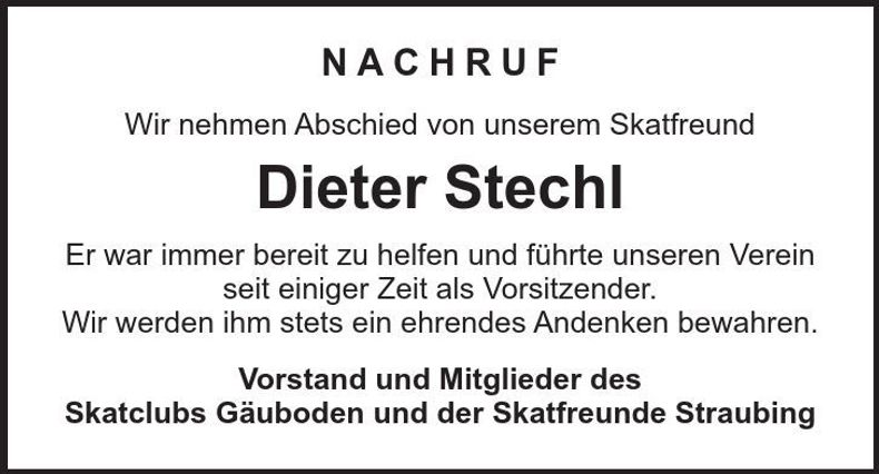 Traueranzeige Dieter Stechl