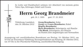 Traueranzeige Georg Brandmeier