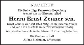 Traueranzeige Ernst Zeuner
