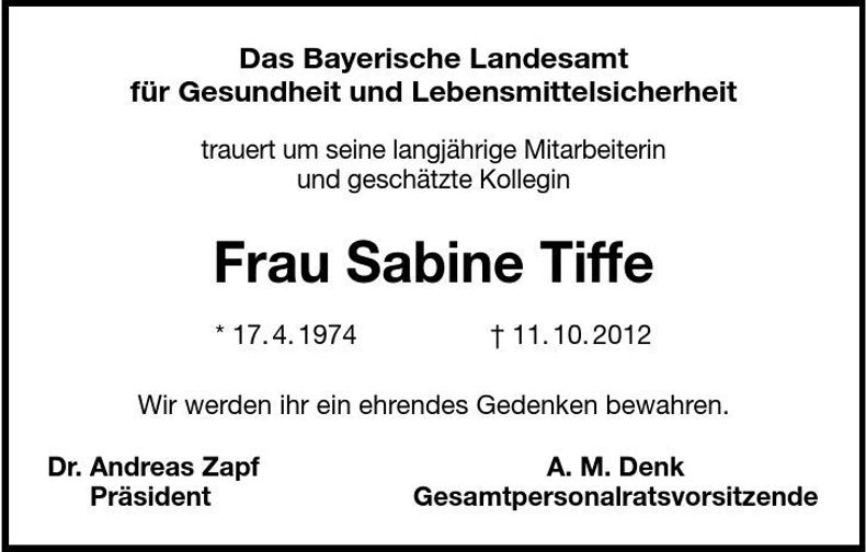 Traueranzeige Sabine Tiffe