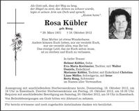 Traueranzeige Rosa Kübler