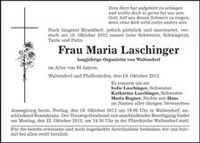 Traueranzeige Maria Laschinger