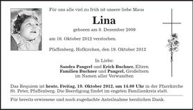 Traueranzeige  Lina