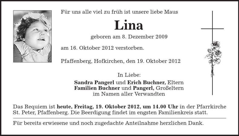 Traueranzeige  Lina
