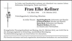 Traueranzeige Elke Kellner