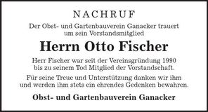Traueranzeige Otto Fischer
