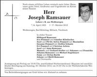 Traueranzeige Joseph Ramsauer
