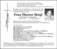 Traueranzeige Therese Heigl