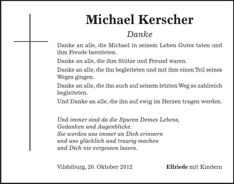 Traueranzeige Michael Kerscher